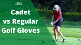 text says cadet vs regular golf gloves woman driving