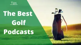 best golf podcasts with golf bag sunset