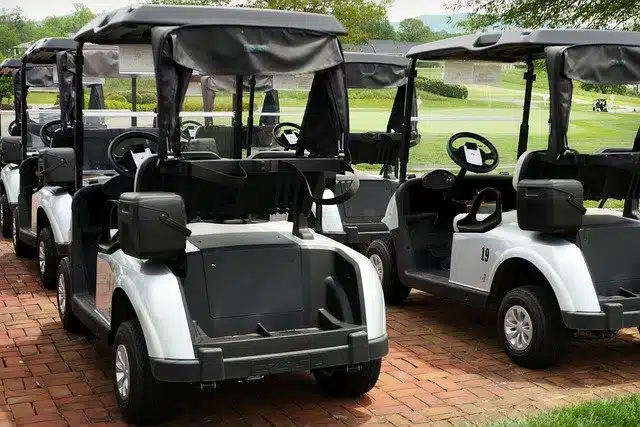 rows of golf carts