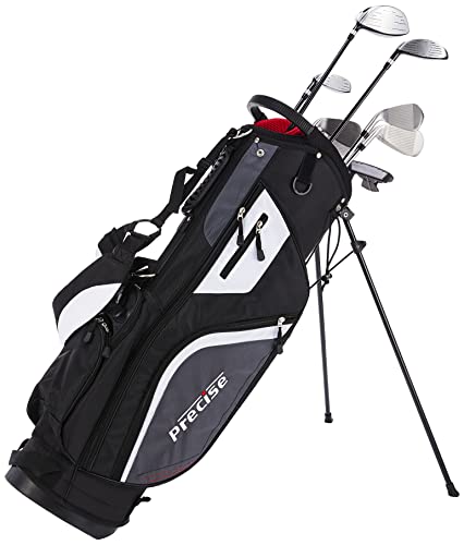 Top Line Men's M5 Golf Club Set , Left Handed Only, Includes Driver, Wood, Hybrid, 5, 6, 7, 8, 9, PW Stainless Steel Irons with True Temper Steel Shaft, Putter, Stand Bag & 3 Headcovers