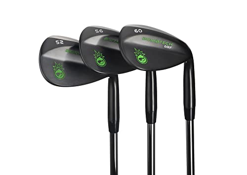 BombTech - Premium Golf Wedge Set - 52, 56, 60 Degrees Golf Wedges - Max Groove for Increased Spin - Black Wedges…