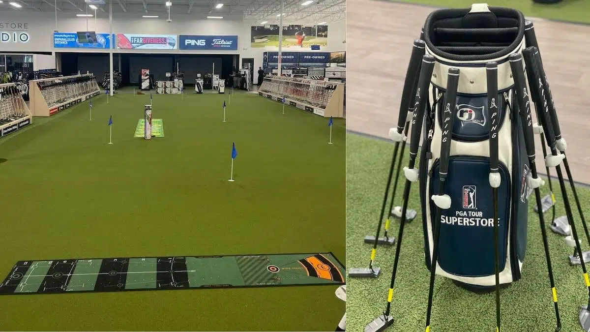 pga tour superstore putting greens in the store you can use during club bag fitting