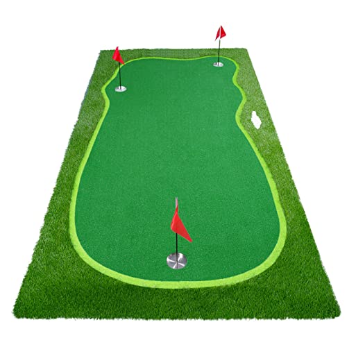 BOBURN Golf Putting Green/Mat-5x10FT Golf Training Mat- Professional Golf Practice Mat- Green Long Challenging Putter for Indoor/Outdoor