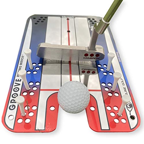 EyeLine Golf Groove Putting Mirror -Training Aid Align eyes, body, putter face. Indoor/Outdoor. 8 putting drills - alignment starting line impact stroke path head motion. Seen on PGA Tour. Made in USA