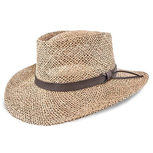 Stetson Men's Gambler Straw Cowboy Wheat Hat, Seagrass, Large/X-Large