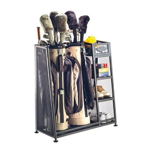 Suncast Rack - Golf Equipment Organizer Storage - Store Golf Bags, Clubs, and Accessories - Perfect for Garage, Shed, Basement