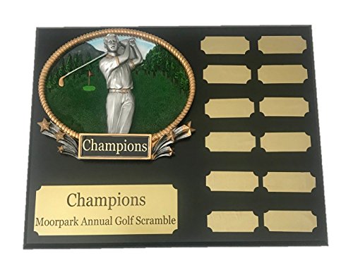 Golf Perpetual Plaque, 12 Year Golf Award, Plaque w/Engraving, Golf Championship Medium