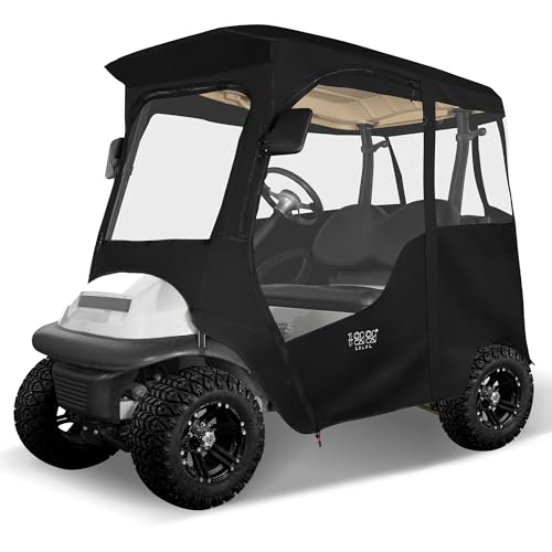 10L0L 2 Passenger Golf Cart Enclosure for Club Car Precedent with Side Mirror Openings, Waterproof Windproof Portable Transparent Golf Cart Enclosures Storage Cover Black - Tailight Can Be Seen
