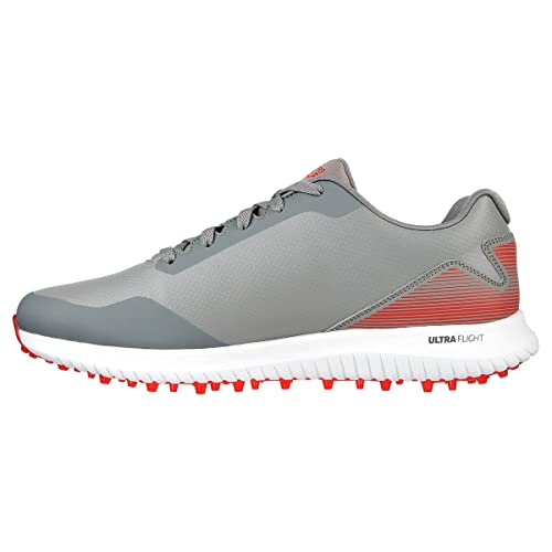 Skechers Men's Max 2 Arch Fit Waterproof Spikeless Golf Shoe Sneaker, Gray/Red, 10.5 Wide