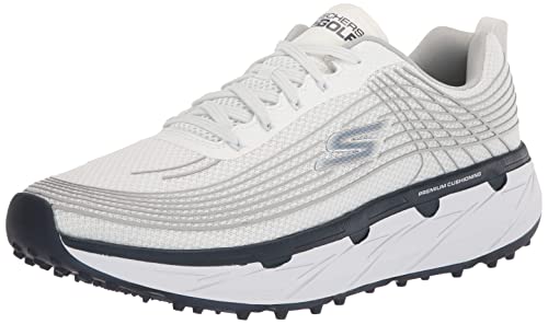 Skechers Men's Go Ultra Max Spikeless Golf Shoe, White/Gray/Blue, 9.5
