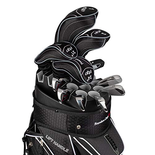 Founders Club RTP7 Men's Golf Club Set with 14 Way Organizer Golf Bag Right Hand Graphite Regular Shafts for Woods and Hybrids Steel Regular Shafts for Irons (Black)
