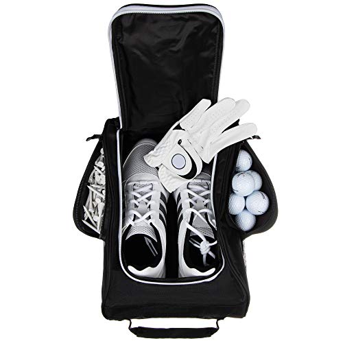 Murray Sporting Goods Golf Shoe Bag for Men and Women - Black Golf Shoe Travel Bag with Side Pockets for Golf Balls, Tees and Other Accessories