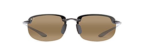 Maui Jim Men's and Women's Hookipa Polarized Rimless Sunglasses, Gloss Black/HCL® Bronze, Large