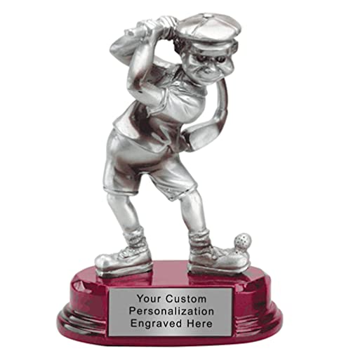K2AWARDS Comic Golfer Trophy - 6 inch Funny Golf Trophy with Custom Text