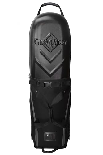 CaddyDaddy Enforcer Golf Travel Bag Cover with Hard Case Top - Heavy Duty, Wheeled Golf Bag Travel Cover with Large Pockets (Black/Grey)
