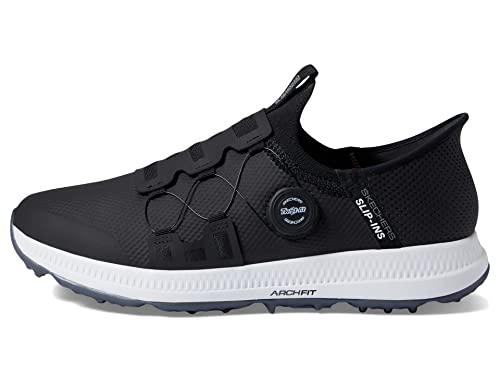 Skechers Men's Go Elite 5 Slip in Twist Fit Waterproof Golf Shoe Sneaker, Black/White Spikeless, 10.5